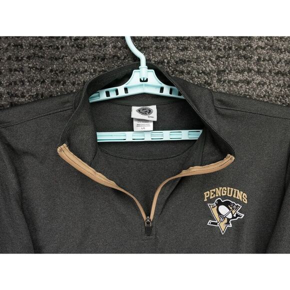 Pittsburgh Penguins Shirt Mens Large Gray 1/4 Zip Active Top Long Sleeve NHL - Picture 5 of 10